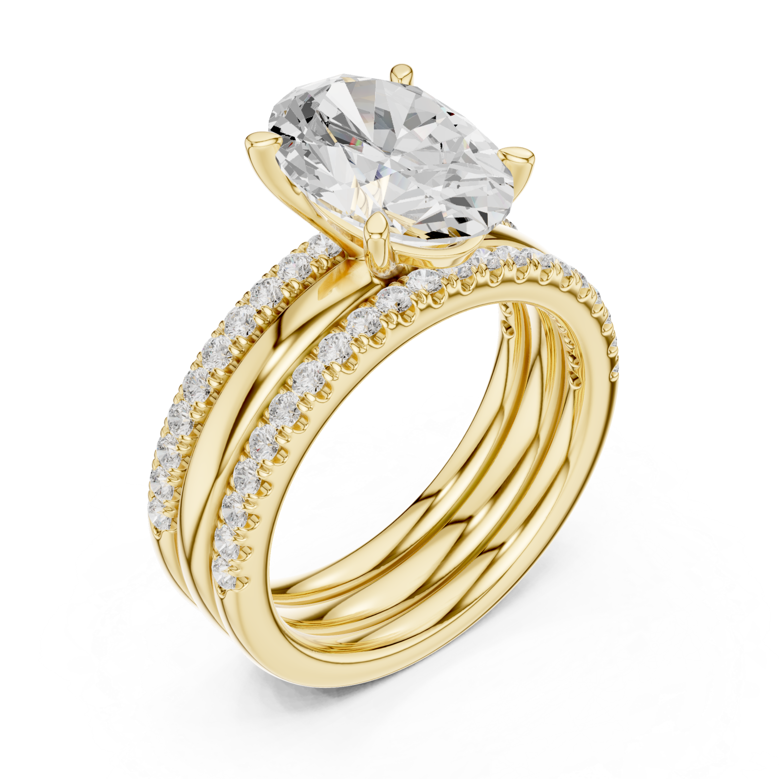 Gold Celestial Marquise Bloom Three Row Ring Right View
