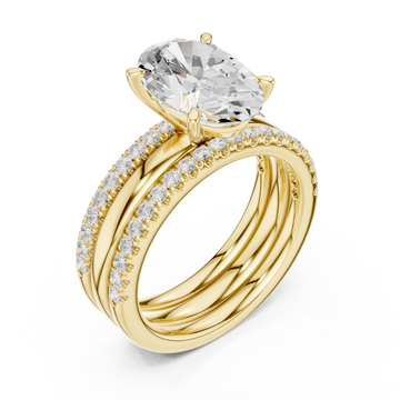 Gold Celestial Marquise Bloom Three Row Ring Right View