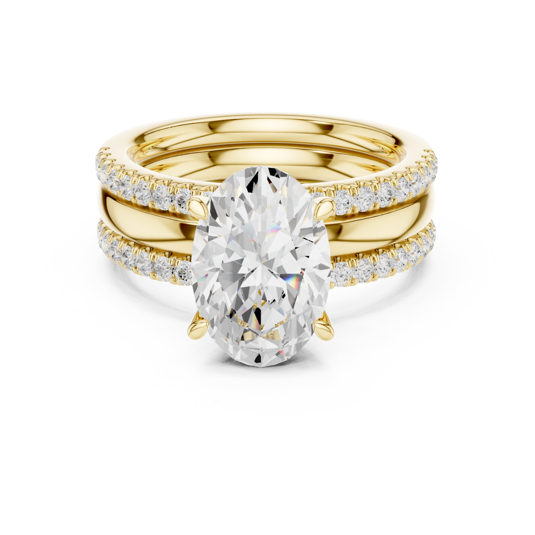 Gold Celestial Marquise Bloom Three Row Ring Right View