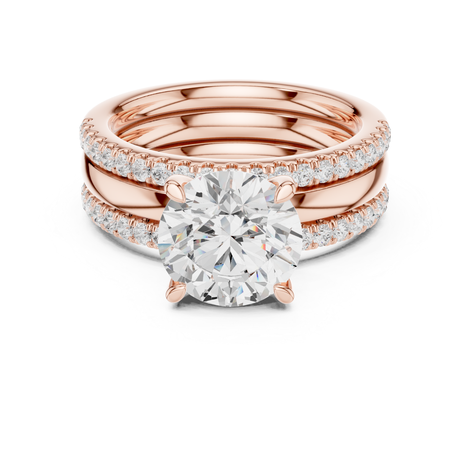  Rose Gold Lumina Woven Embrace Ring Front View
