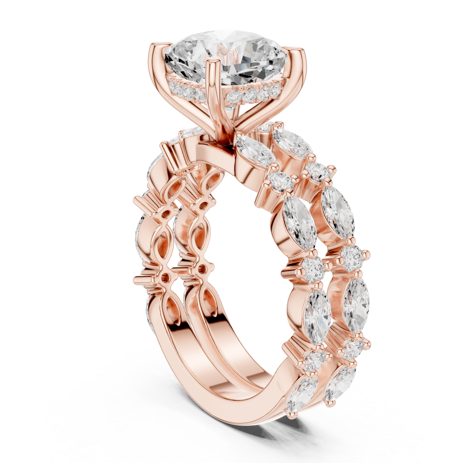  Rose Gold Opulent Brilliance Starlit Band Left View