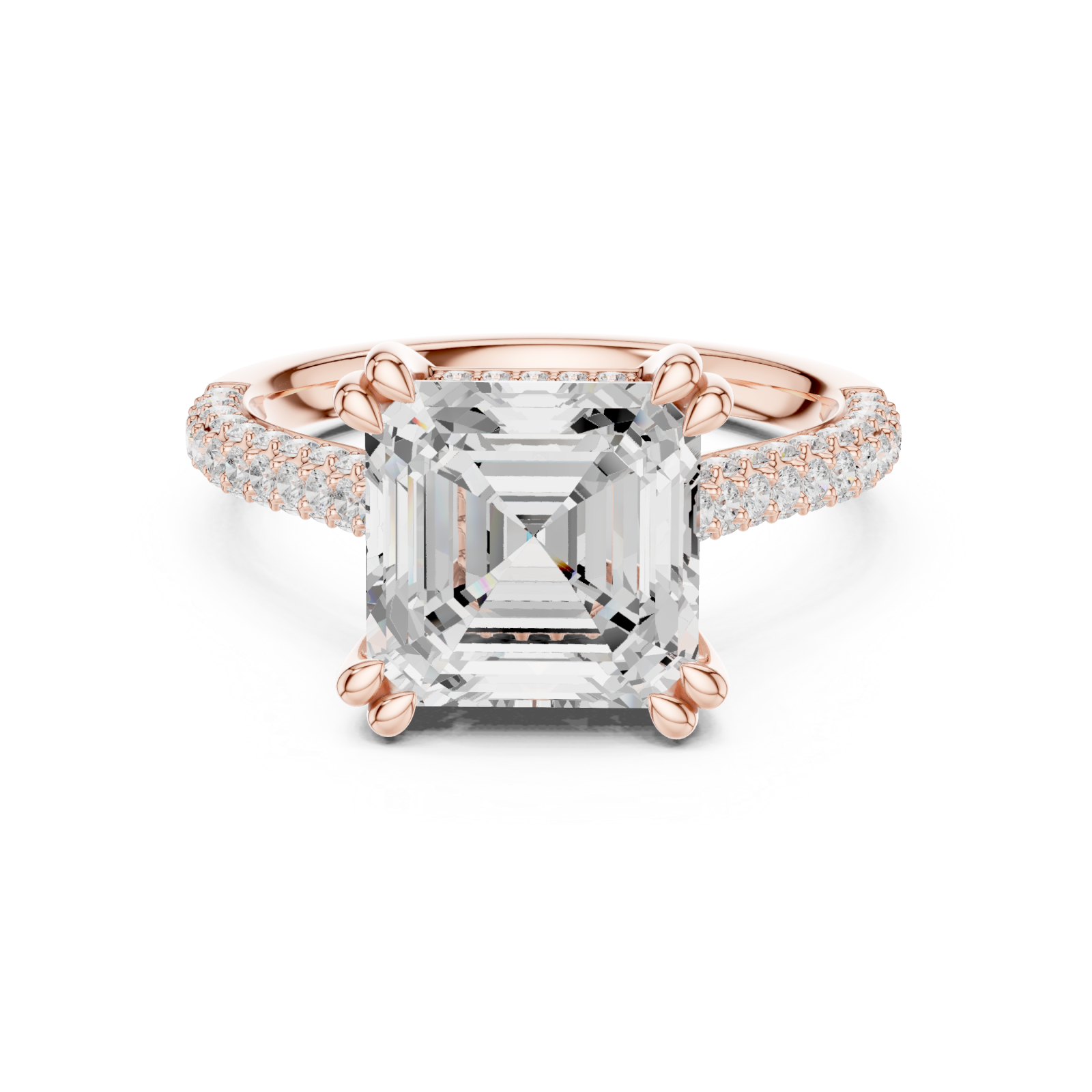  Rose Gold Majestic Radiance Halo Ring Front View