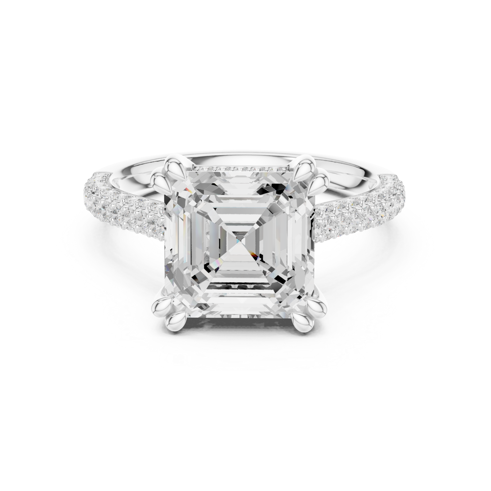  White Gold Majestic Radiance Halo Ring Front View