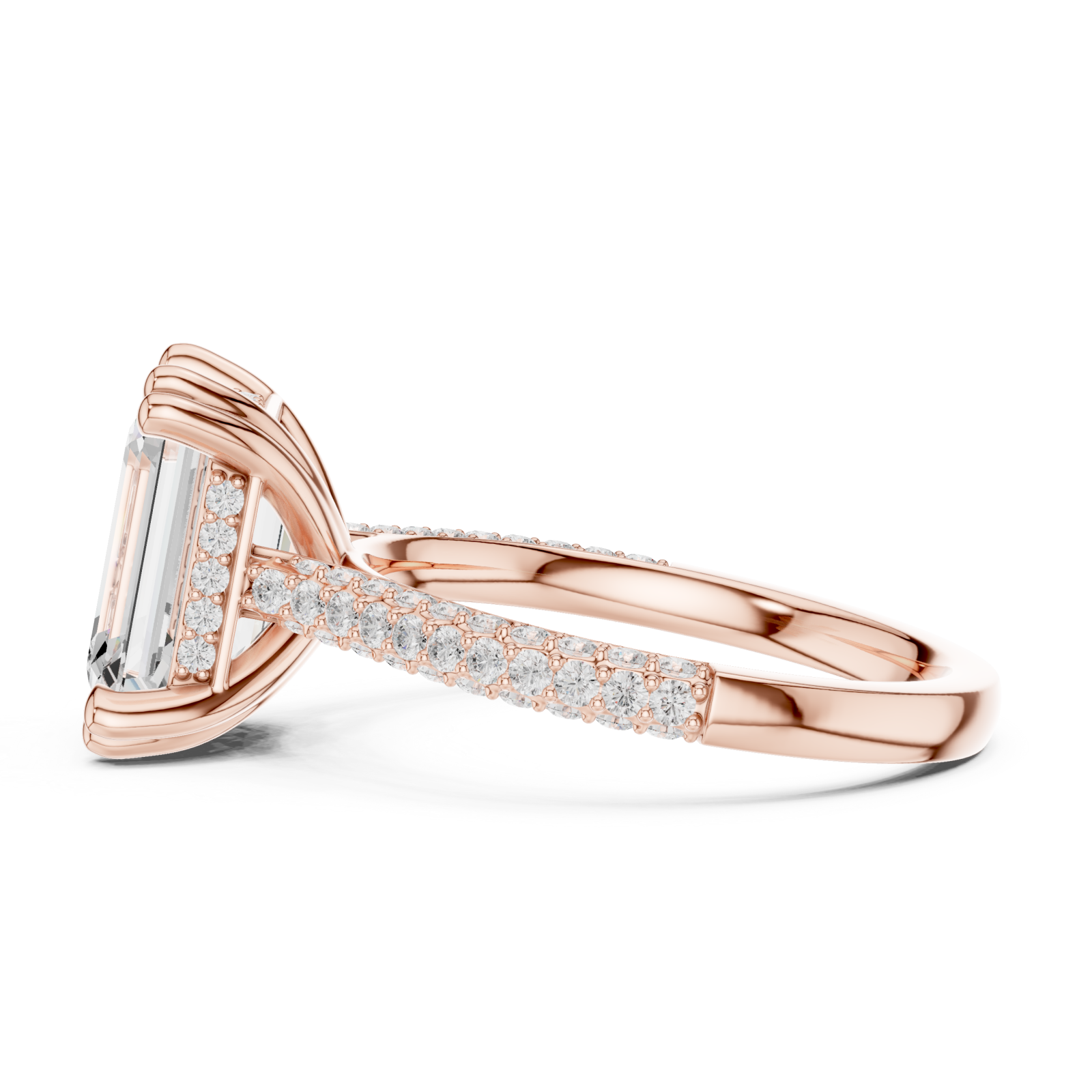  Rose Gold Whispering Light Elegant Solitaire Ring Side View