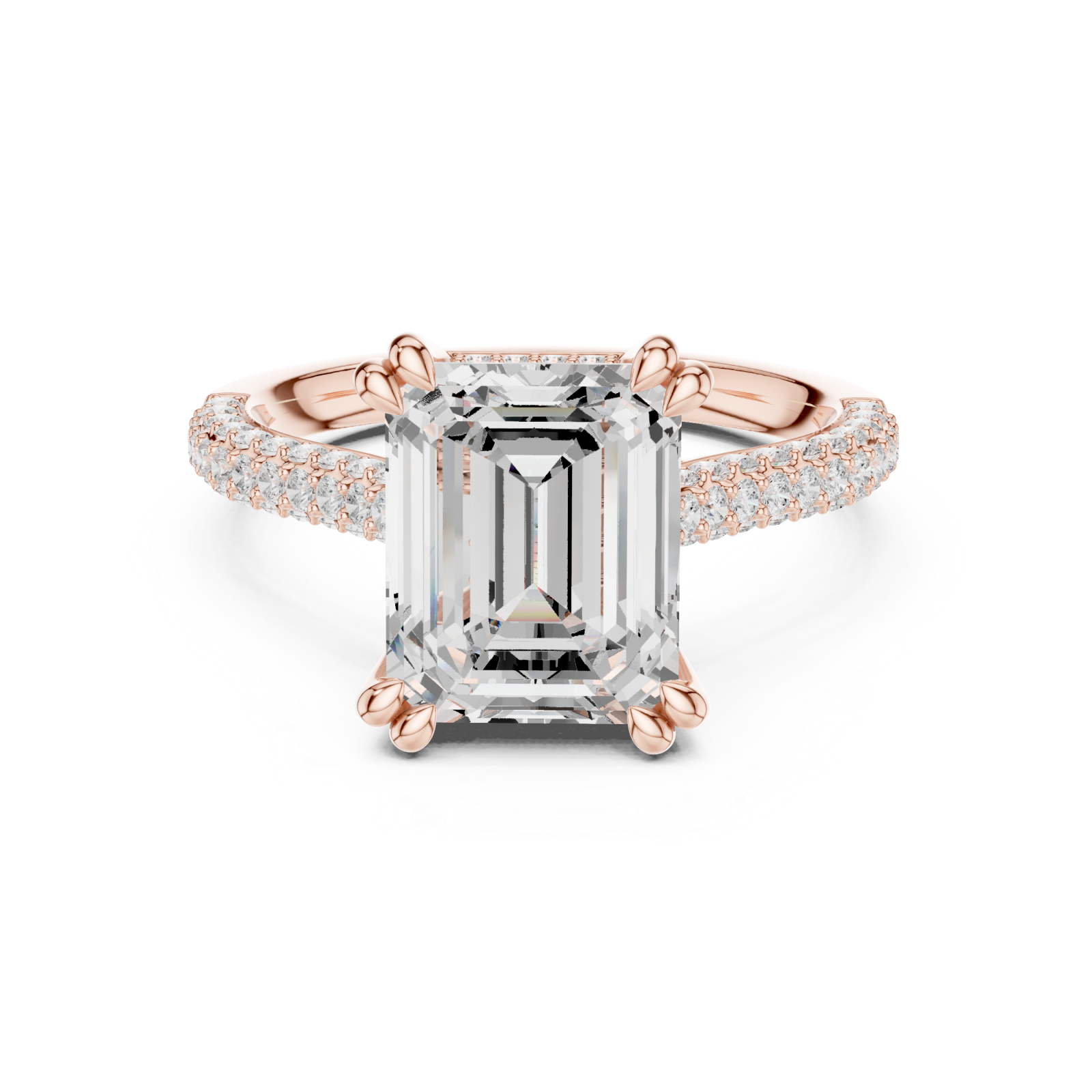 Rose Gold Whispering Light Elegant Solitaire Ring Front View