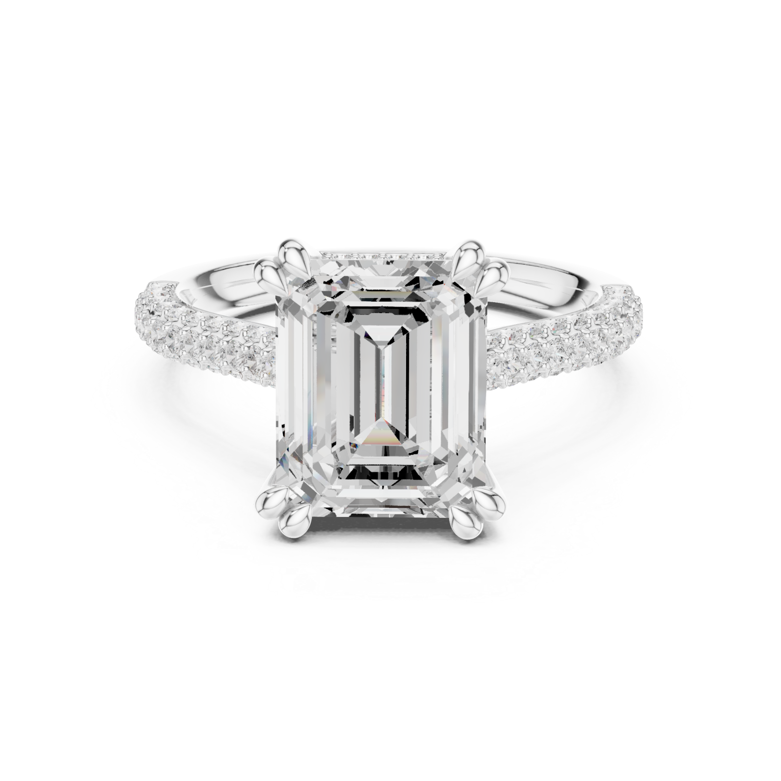 White Gold Whispering Light Elegant Solitaire Ring Front View