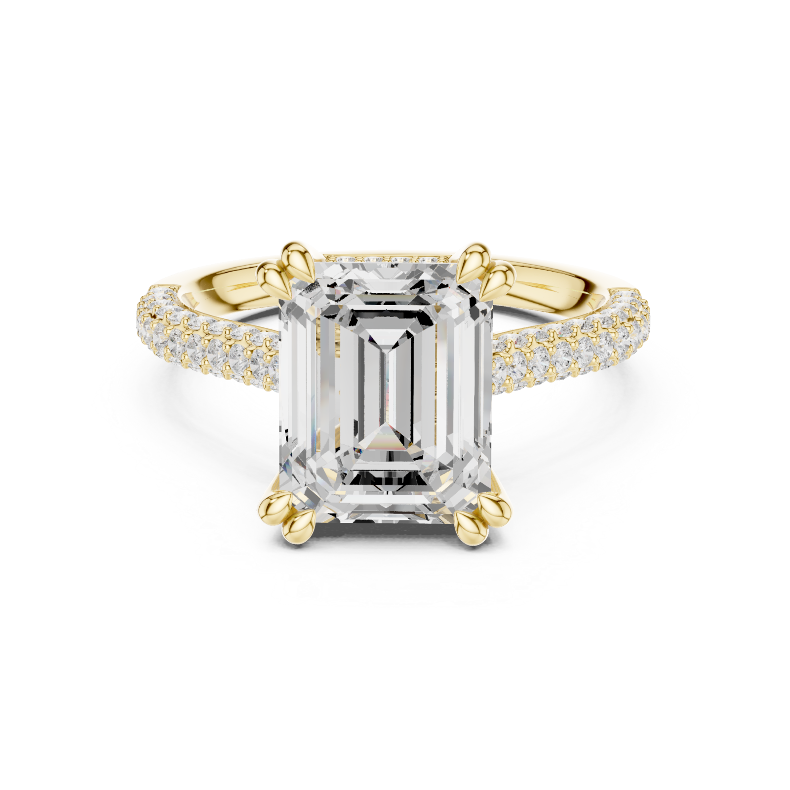  Gold Whispering Light Elegant Solitaire Ring Front View