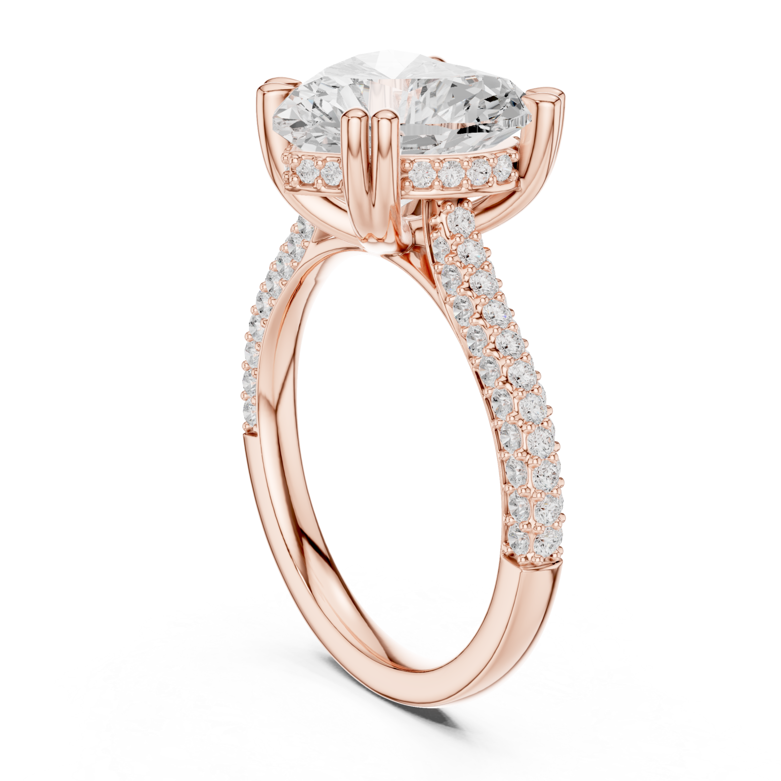  Rose Gold Luminous Embrace Double Row Classic Ring Left View