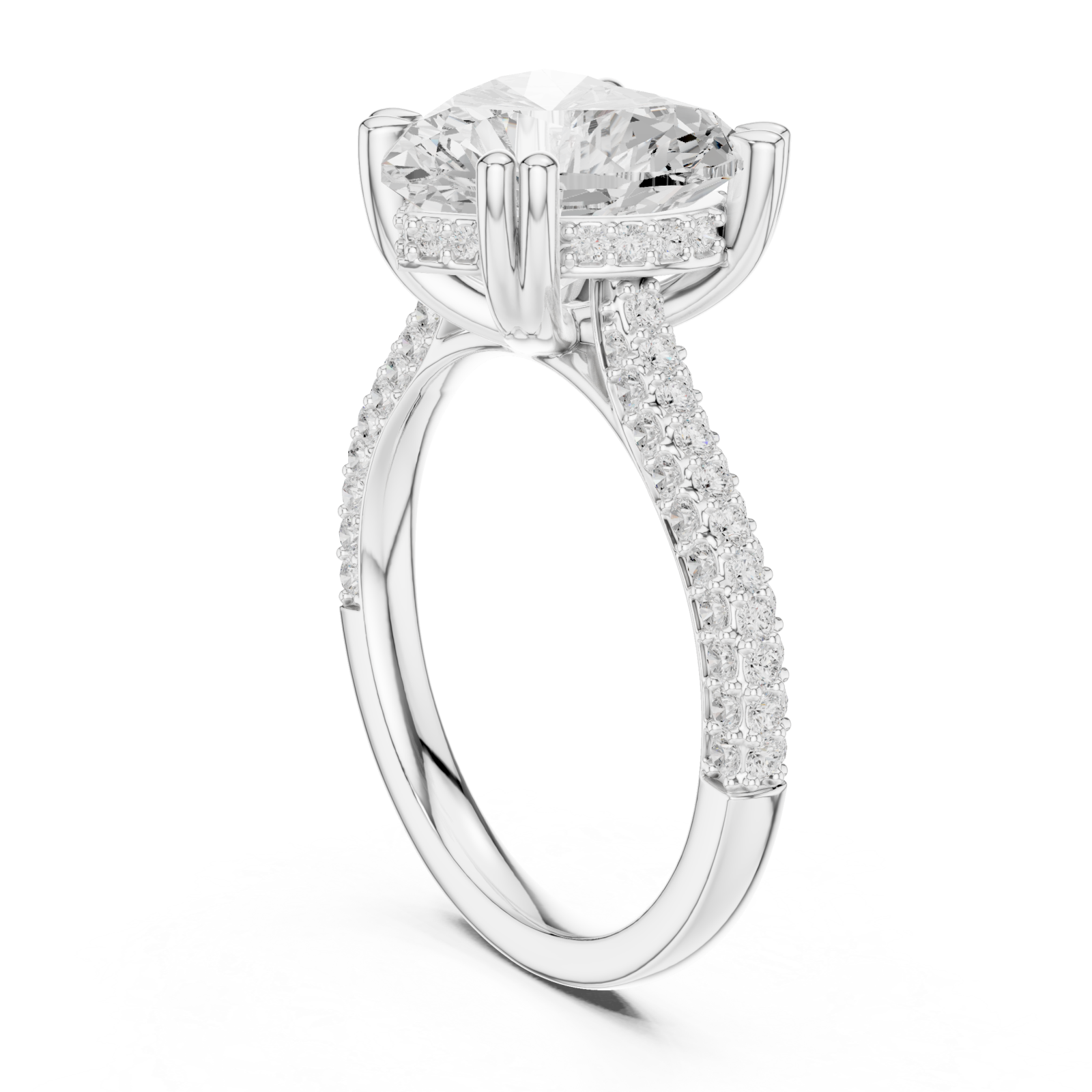  White Gold Luminous Embrace Double Row Classic Ring Left View