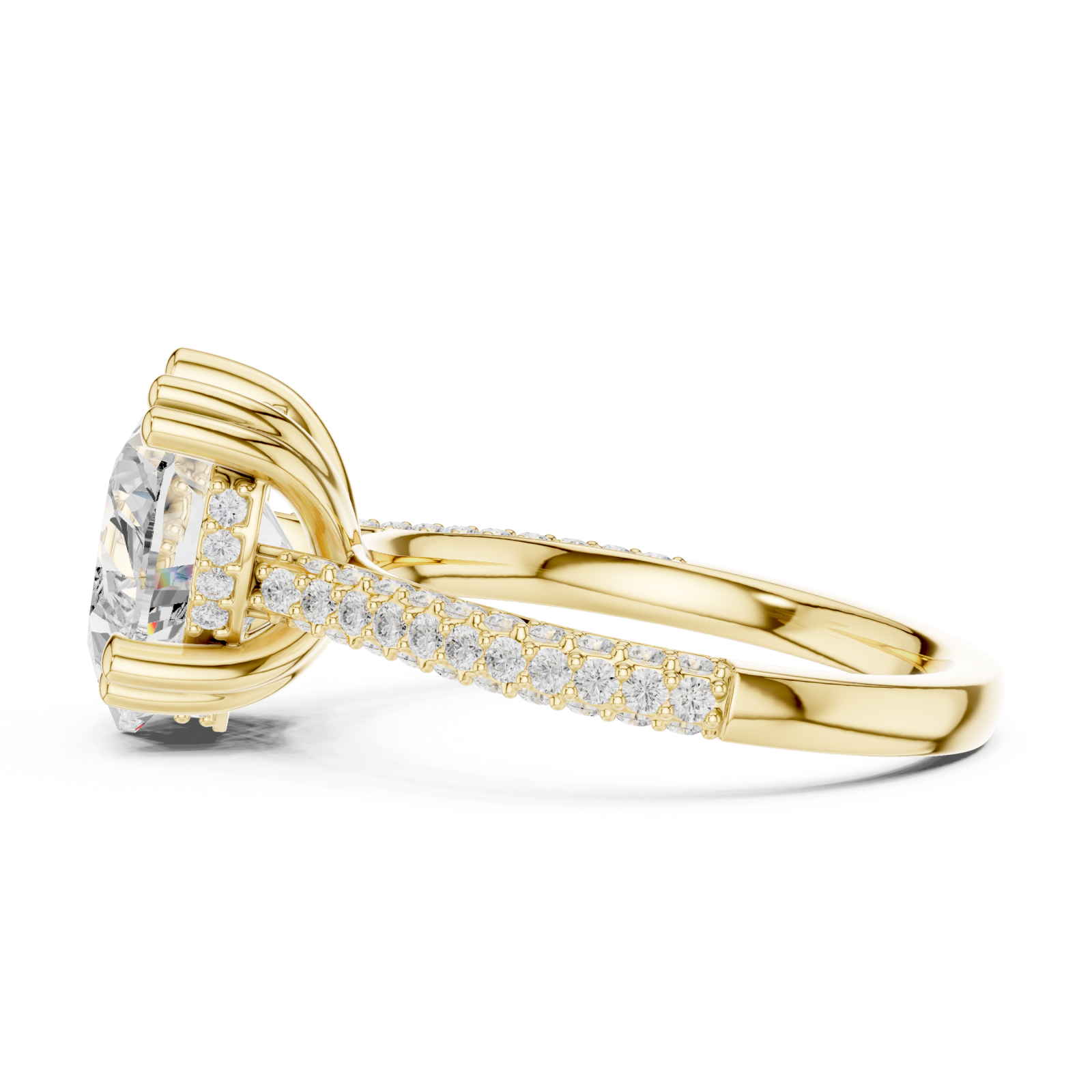  Gold Luminous Embrace Double Row Classic Ring Side View
