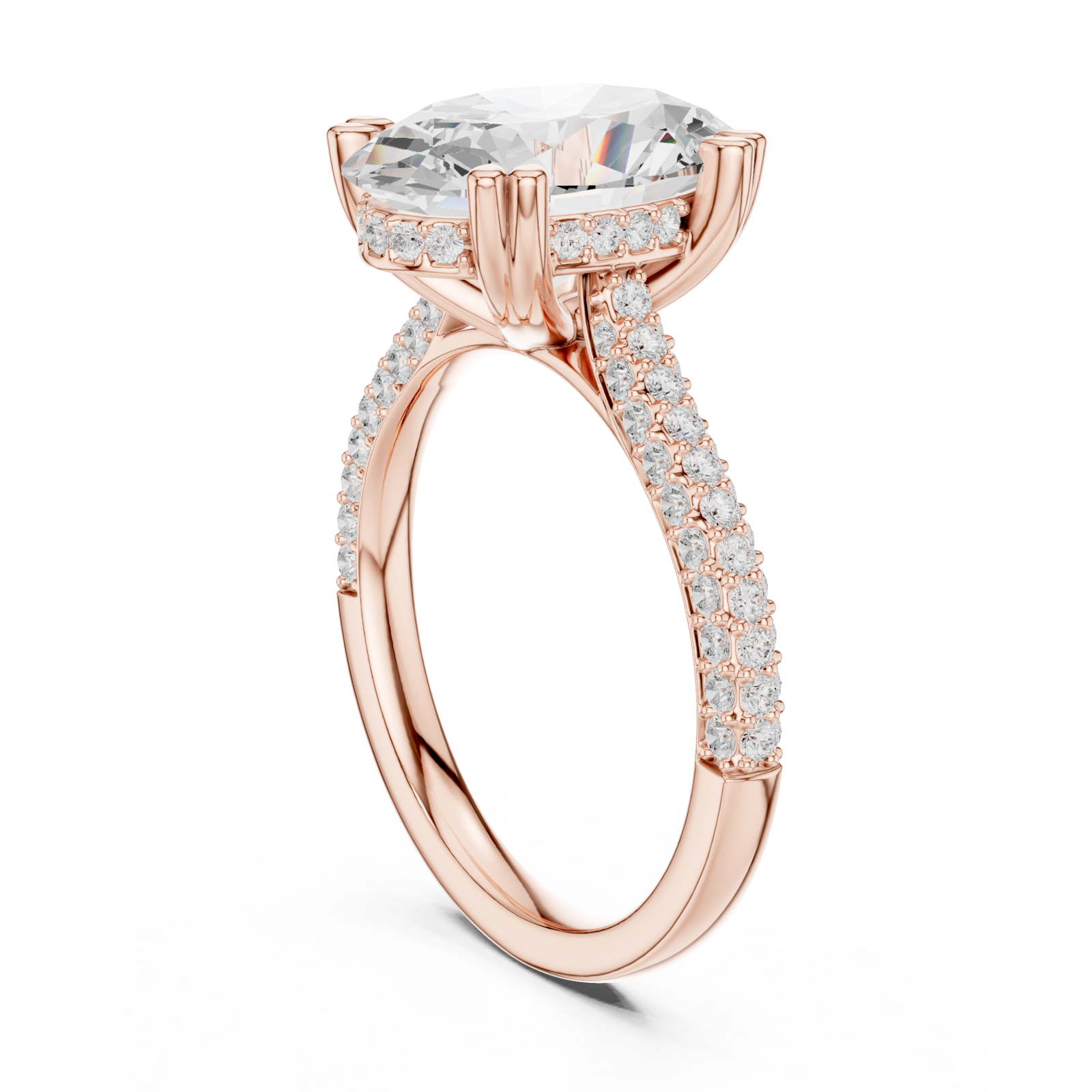  Rose Gold Mirage Elan Signature Solitaire Crown Ring Left View