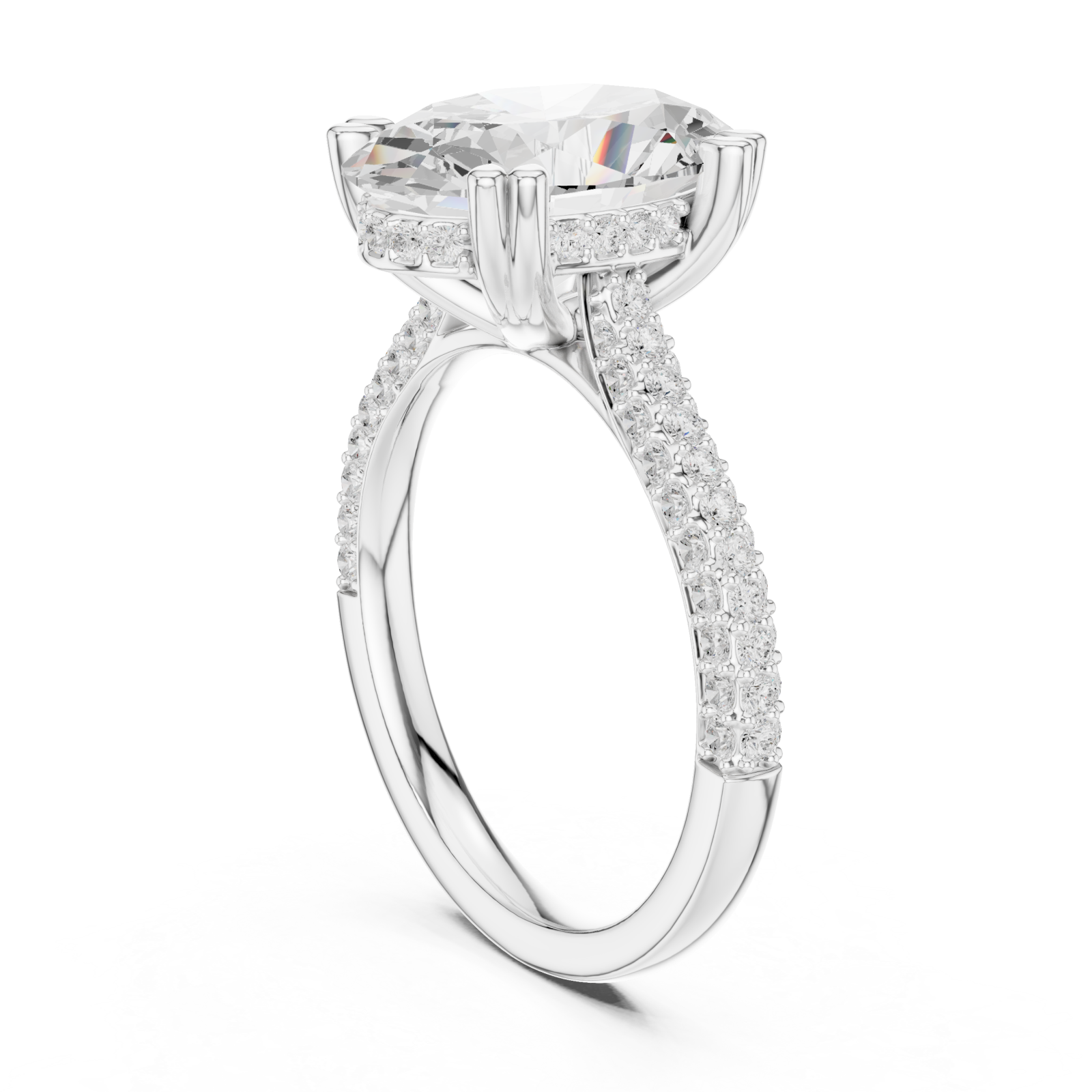  White Gold Mirage Elan Signature Solitaire Crown Ring Left View