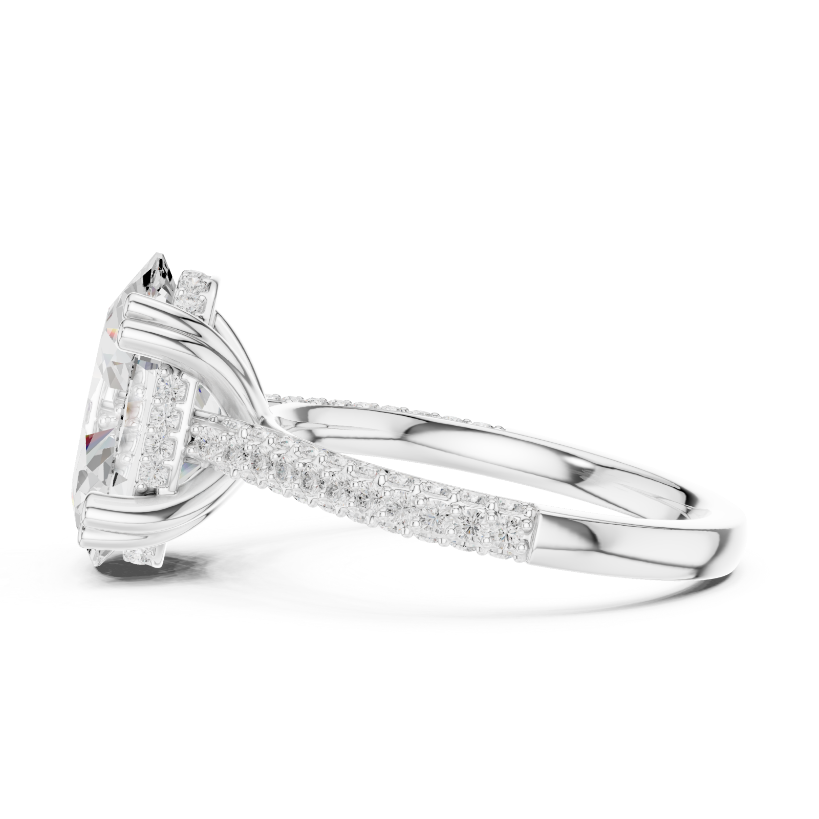  White Gold Mirage Elan Signature Solitaire Crown Ring Side View