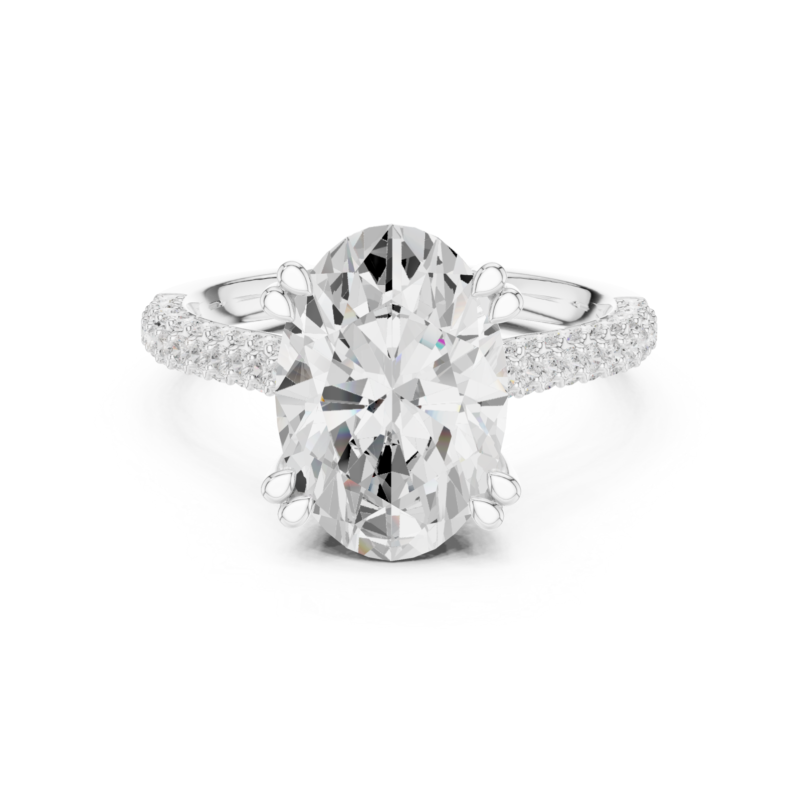  White Gold Mirage Elan Signature Solitaire Crown Ring Front View