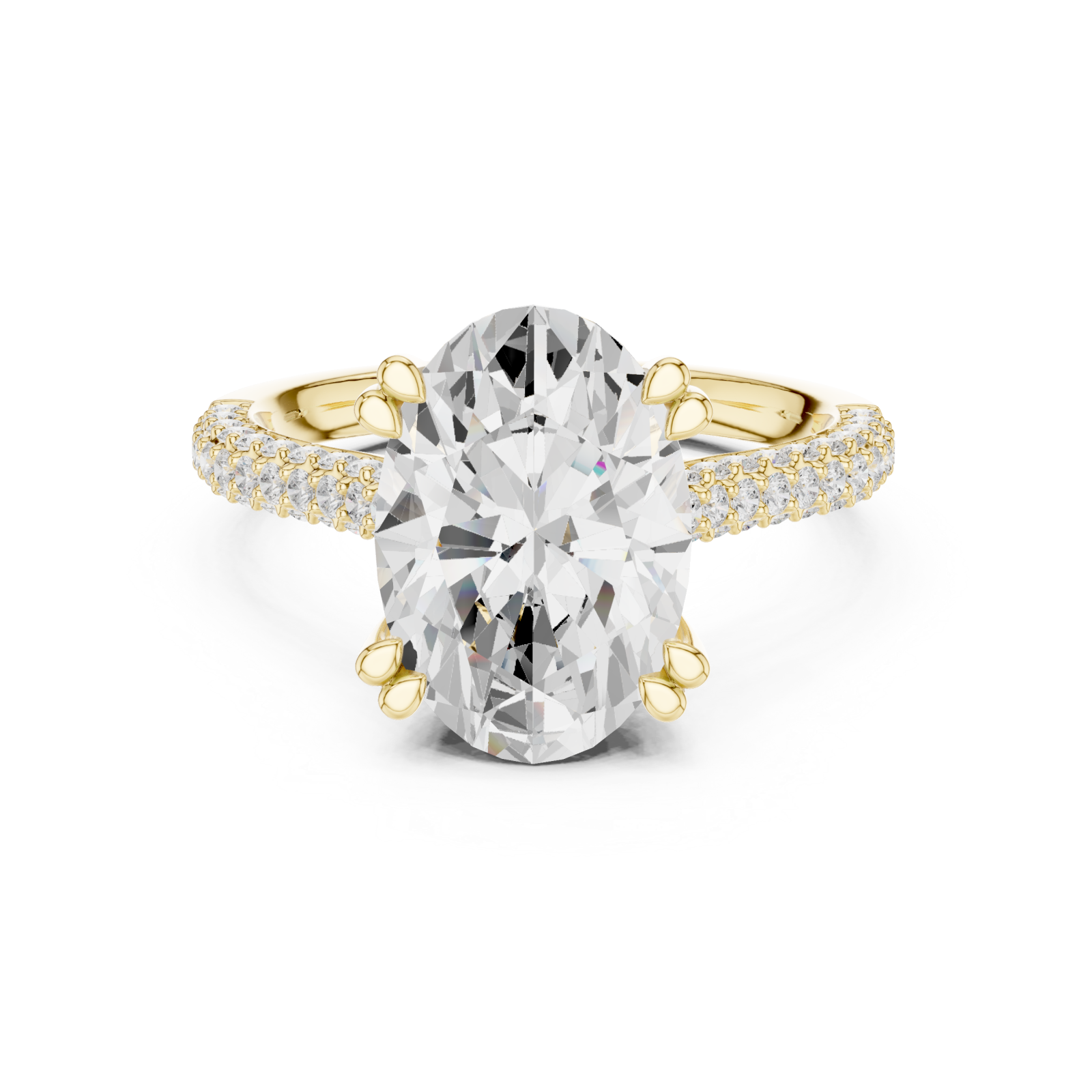  Gold Mirage Elan Signature Solitaire Crown Ring Front View