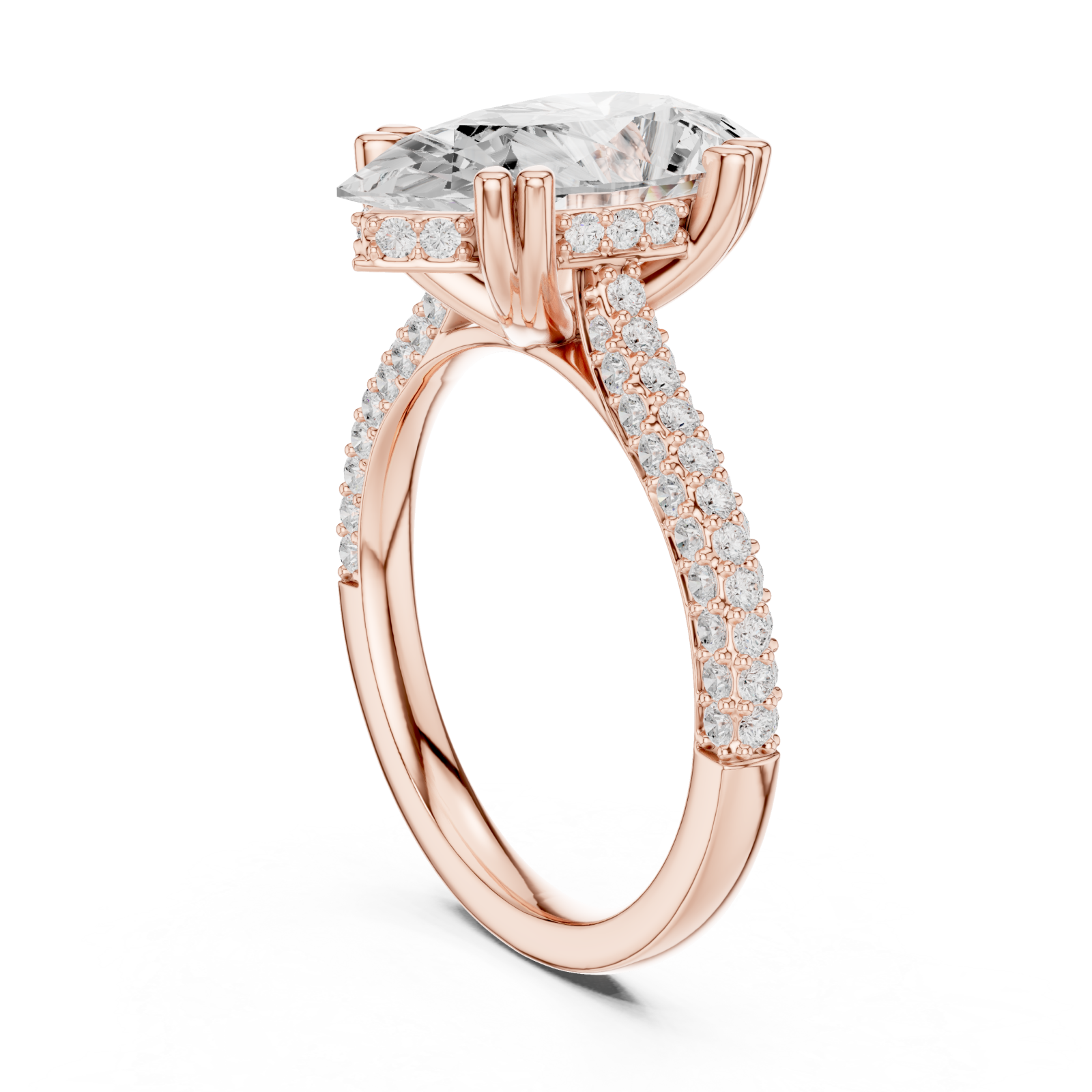  Rose Gold Radiant Petal Marquise Ring Left View
