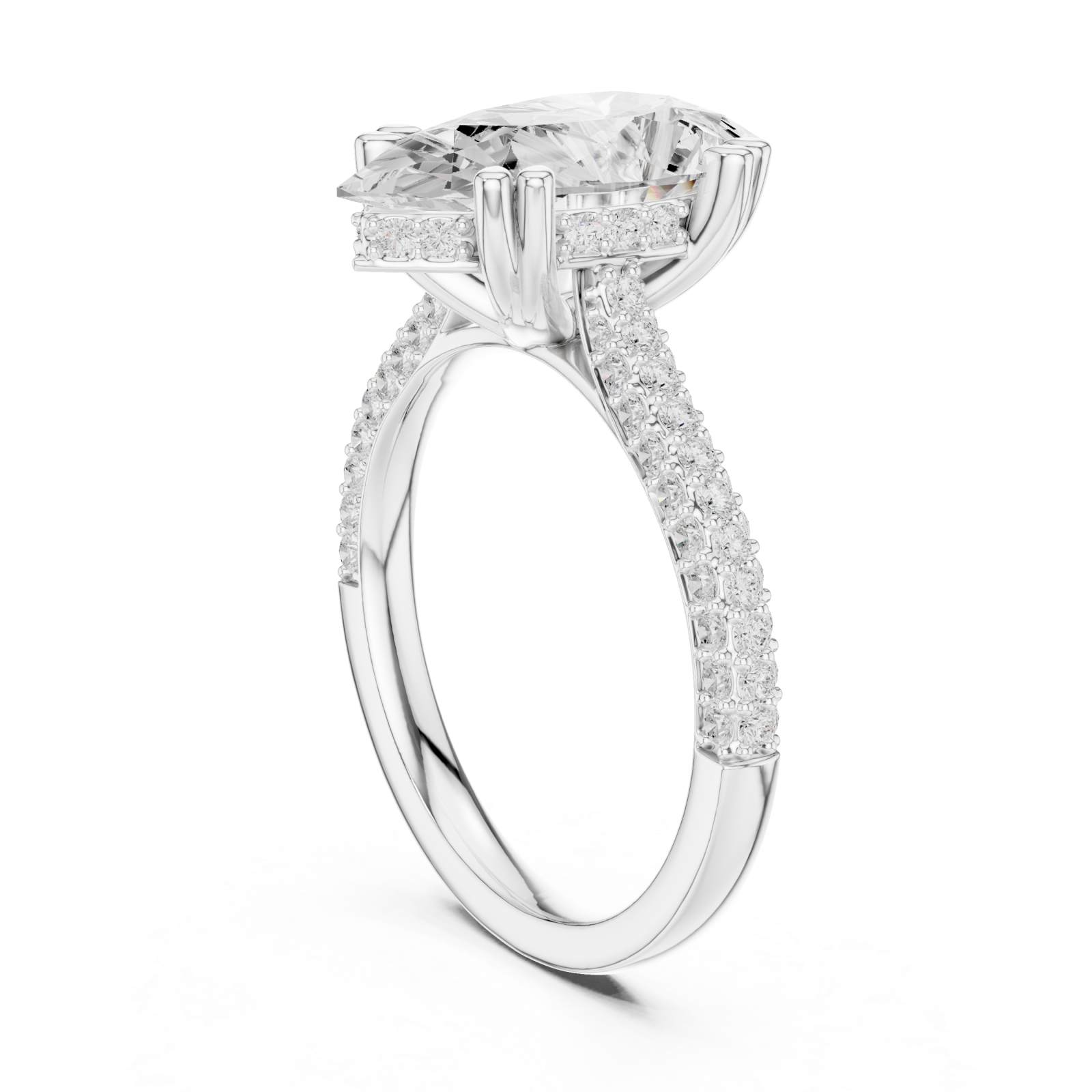  White Gold Radiant Petal Marquise Ring Left View