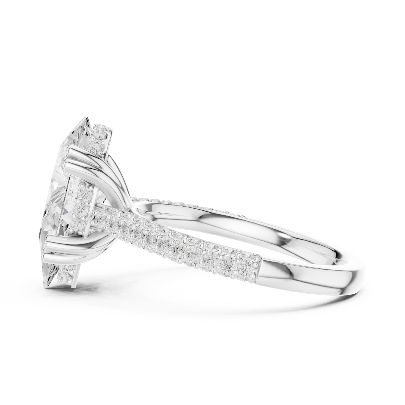  White Gold Radiant Petal Marquise Ring Side View