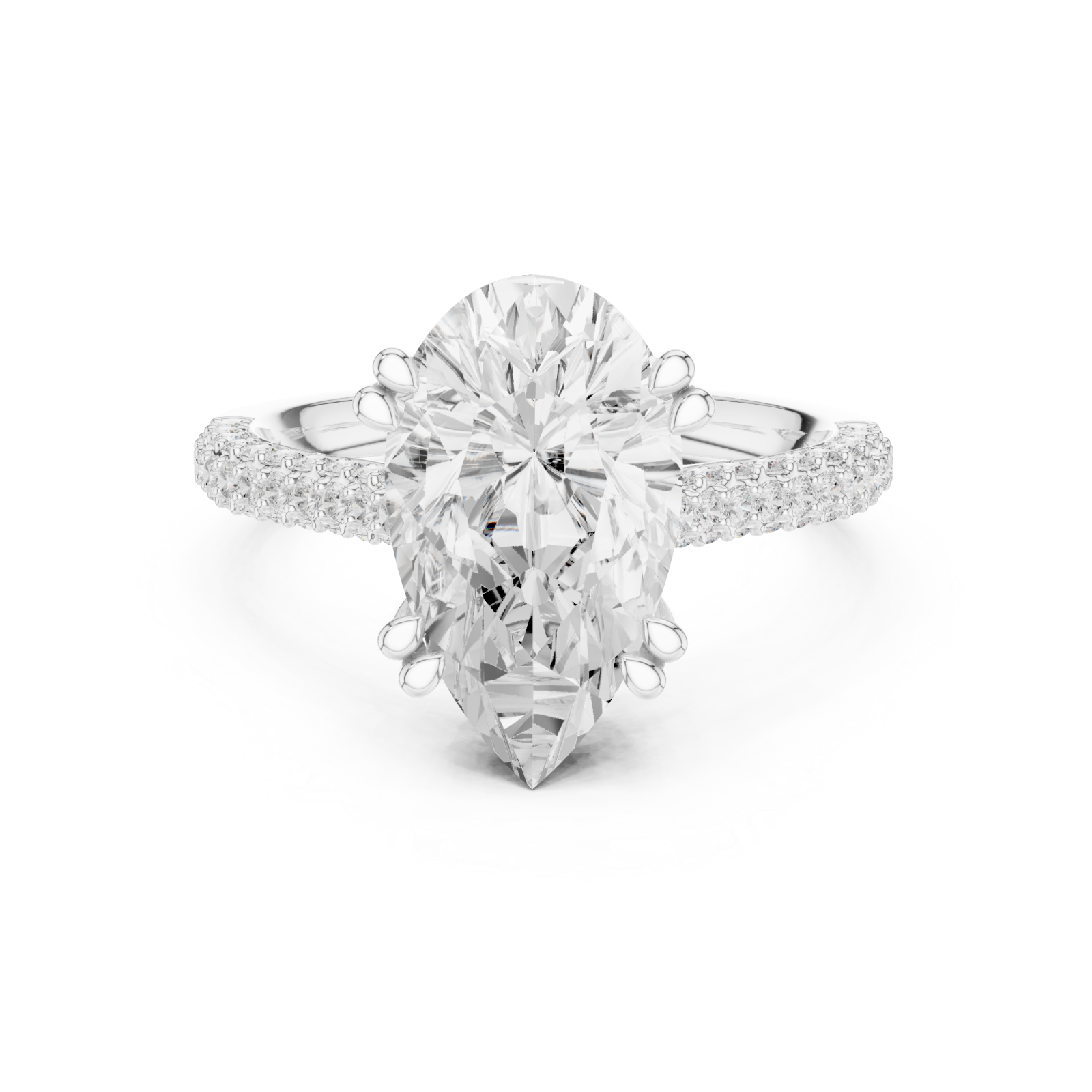  White Gold Radiant Petal Marquise Ring Front View