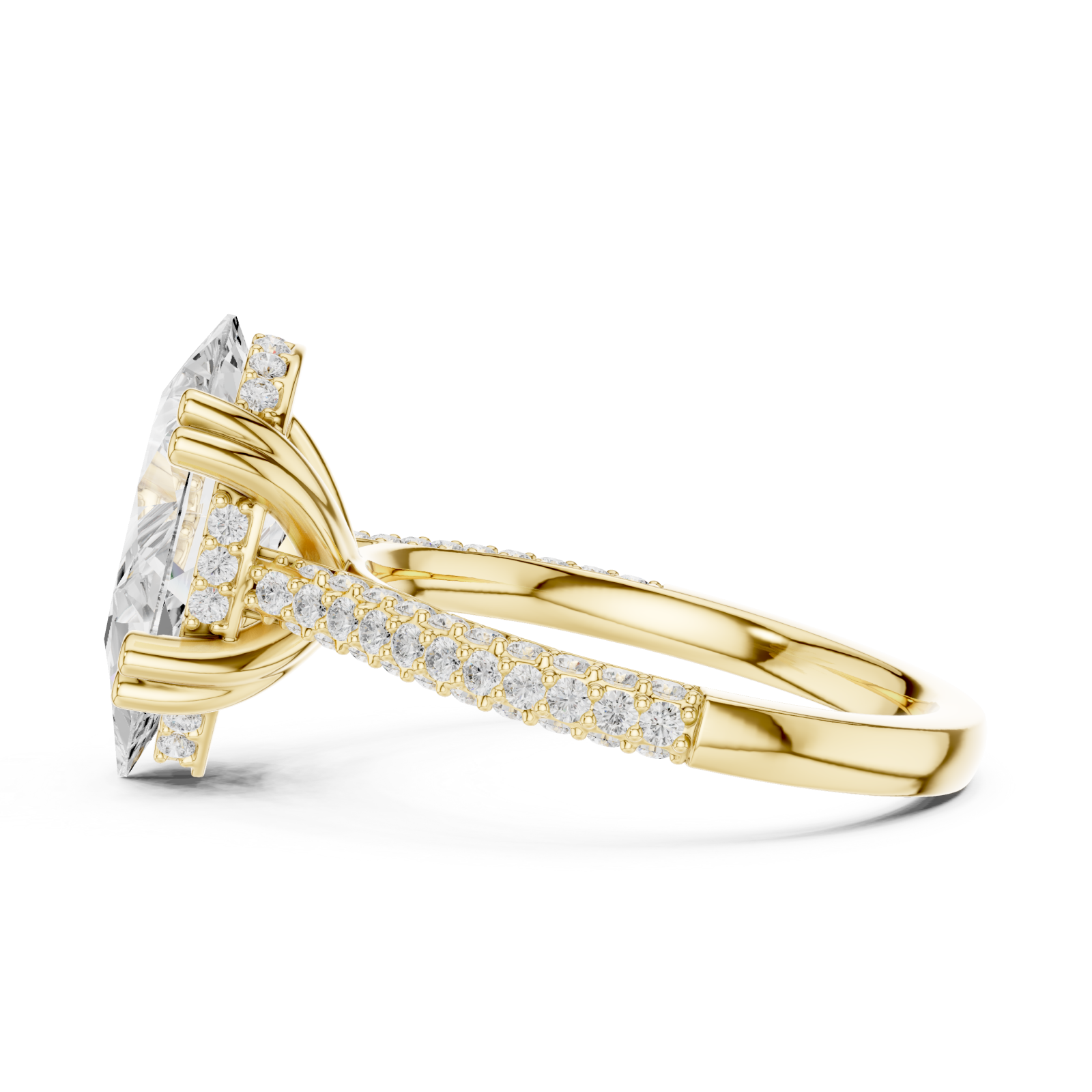  Gold Radiant Petal Marquise Ring Side View