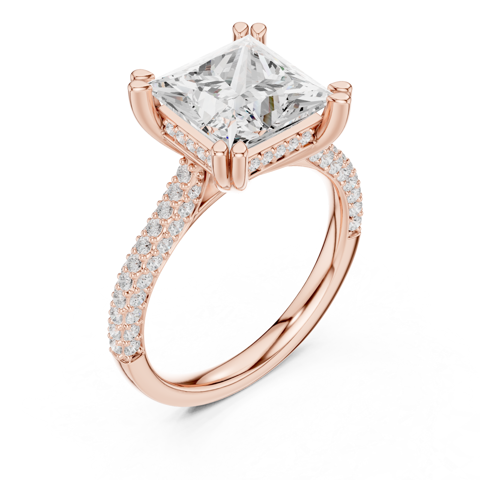  Rose Gold Radiant Aura Solitaire Ring Right View