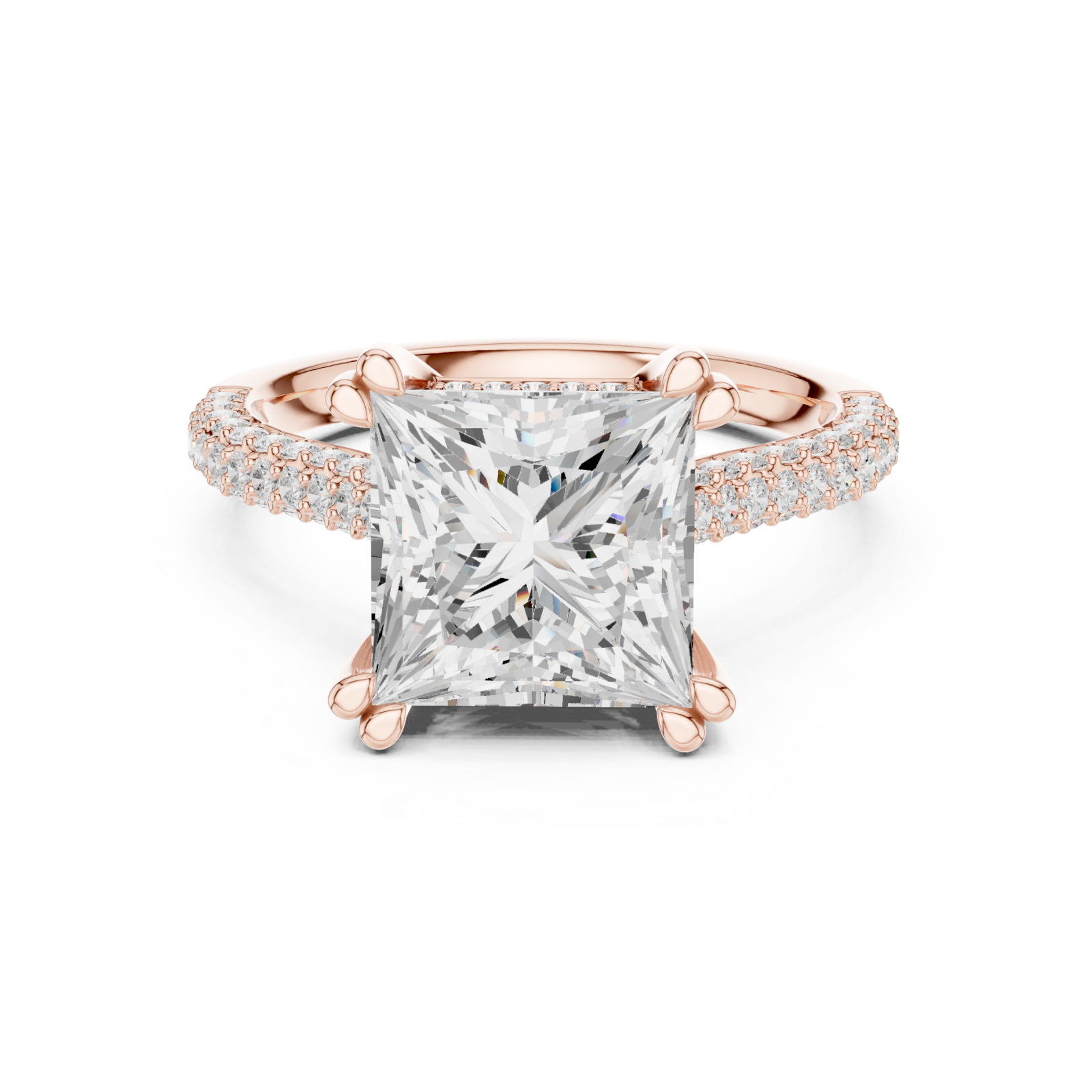  Rose Gold Radiant Aura Solitaire Ring Front View