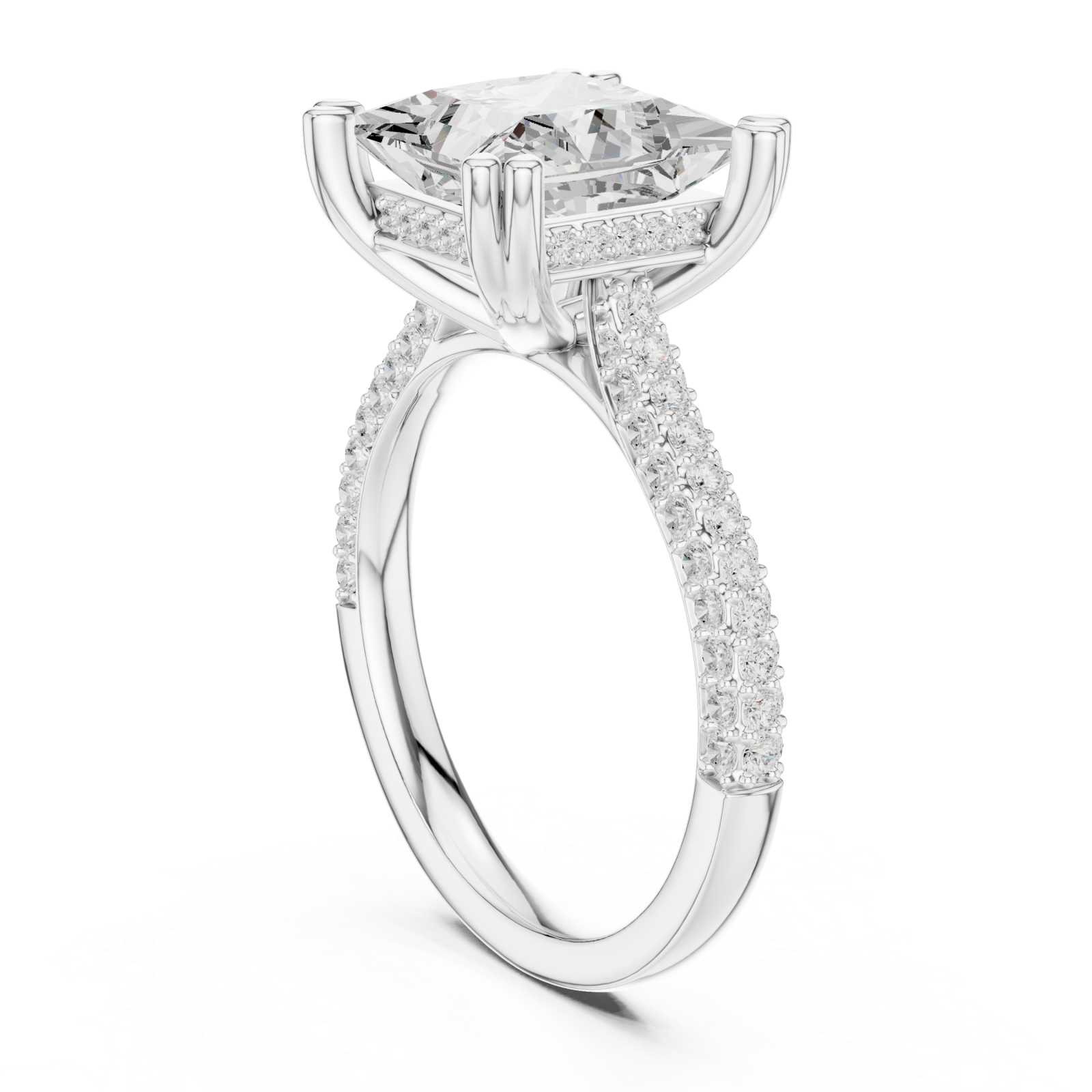  White Gold Radiant Aura Solitaire Ring Left View