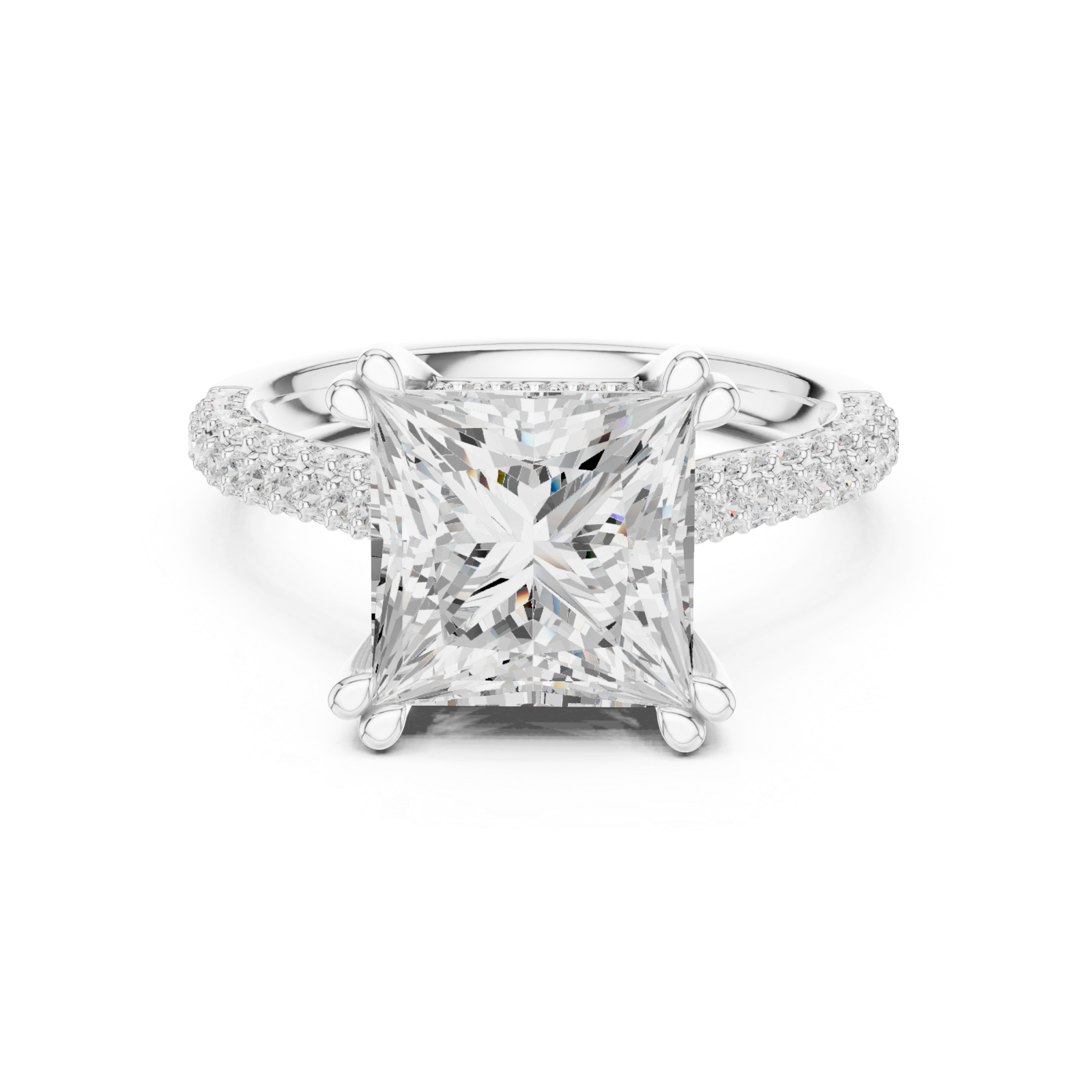  White Gold Radiant Aura Solitaire Ring Front View
