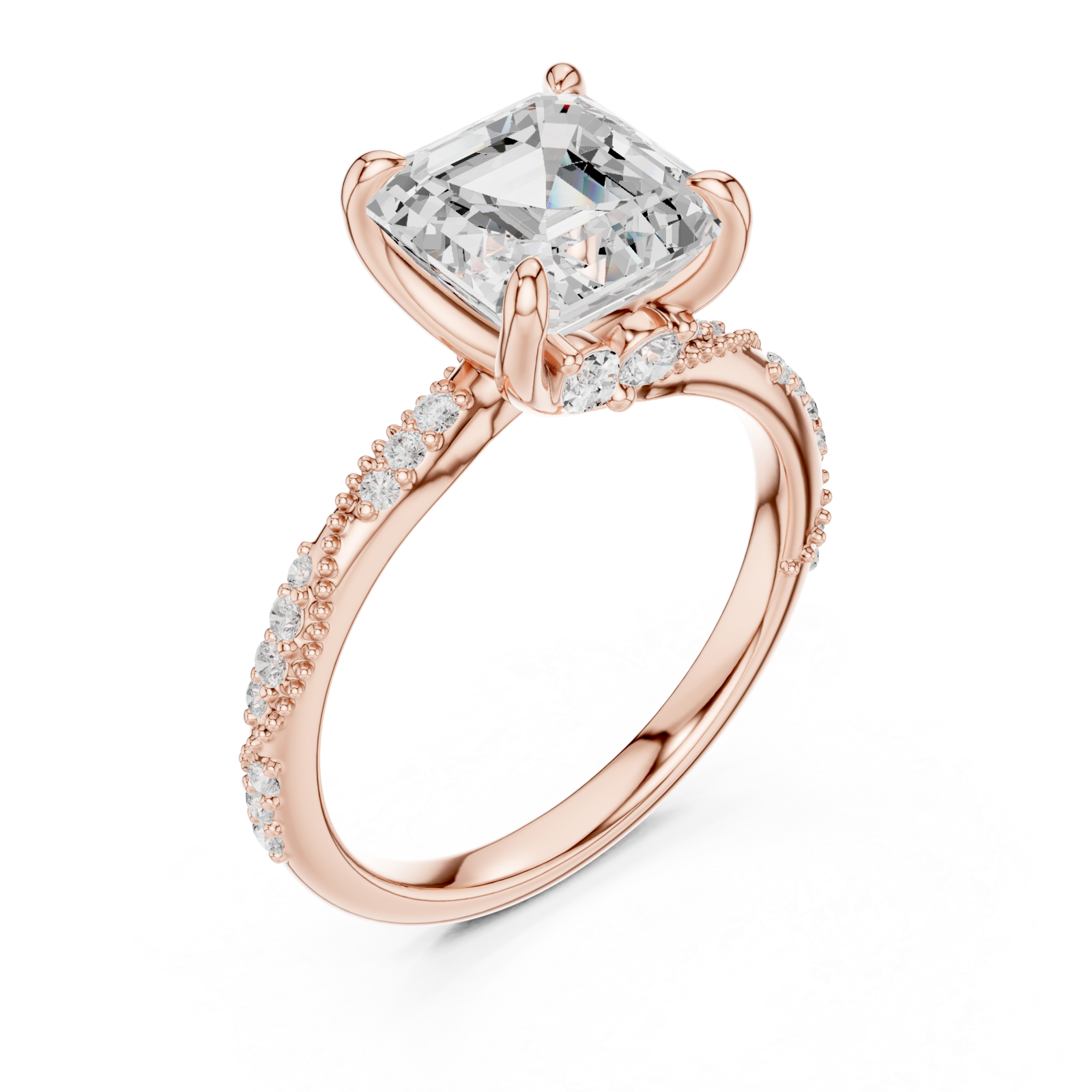  Rose Gold Whispering Aurora Classic Pavé Promise Ring Right View