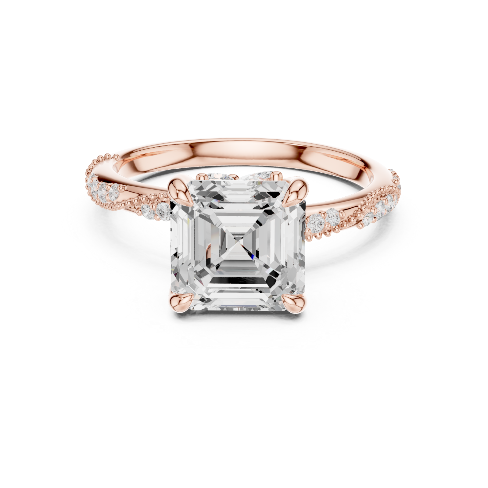  Rose Gold Whispering Aurora Classic Pavé Promise Ring Front View