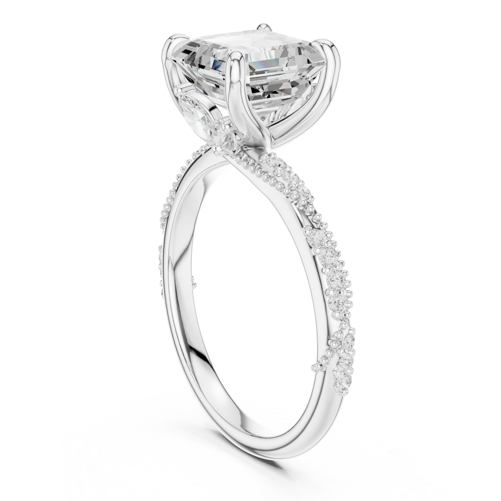  White Gold Whispering Aurora Classic Pavé Promise Ring Left View