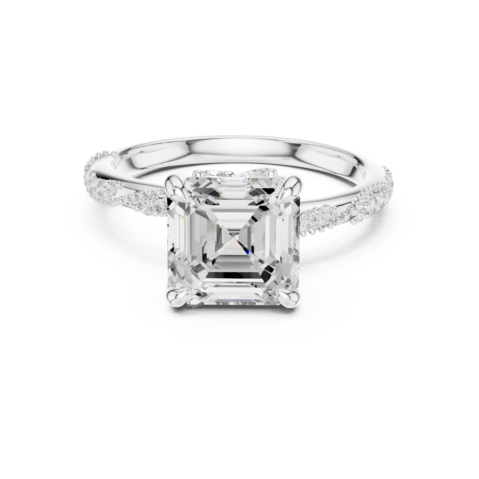  White Gold Whispering Aurora Classic Pavé Promise Ring Front View