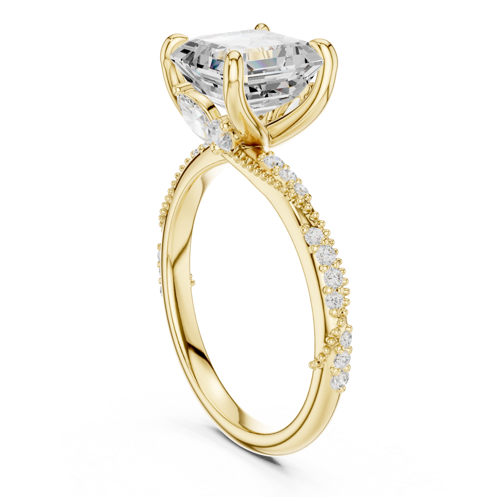  Gold Whispering Aurora Classic Pavé Promise Ring Left View