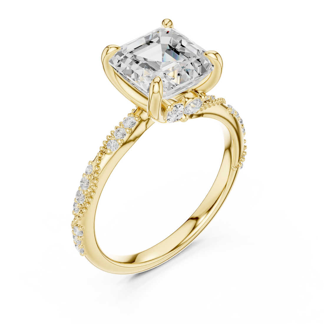 Gold Whispering Aurora Classic Pavé Promise Ring Right View