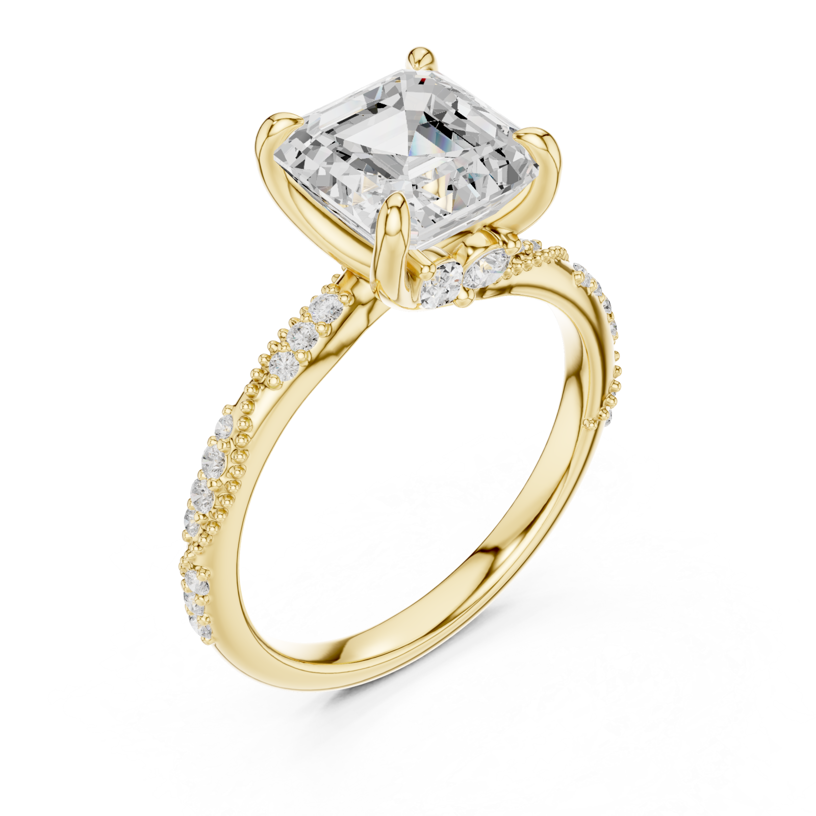 Gold Whispering Aurora Classic Pavé Promise Ring Right View