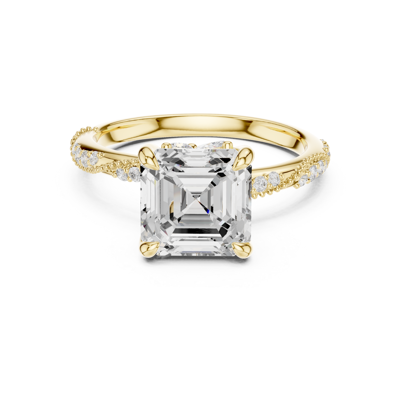  Gold Whispering Aurora Classic Pavé Promise Ring Front View