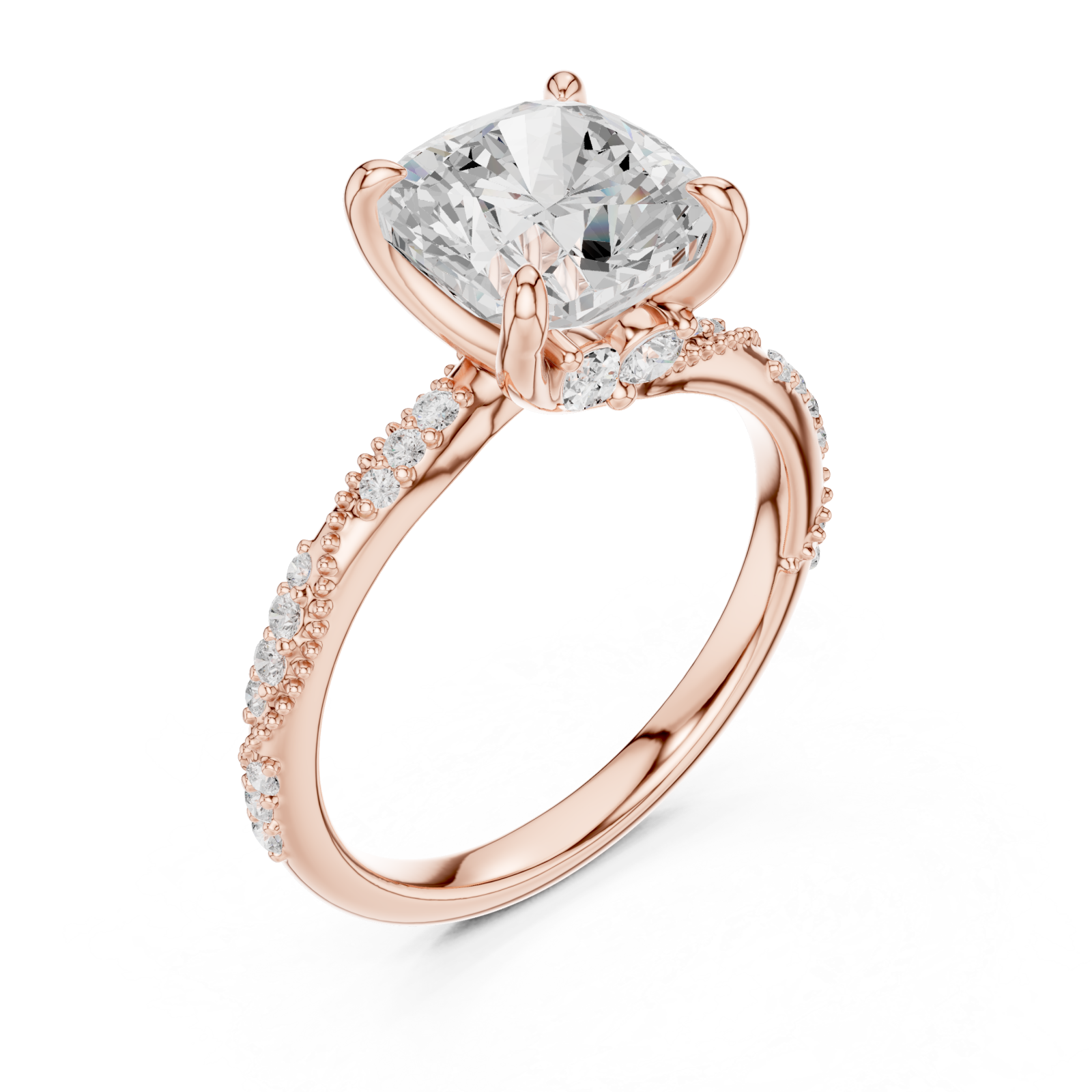  Rose Gold Radiant Crown Inspire Engagement Ring Right View
