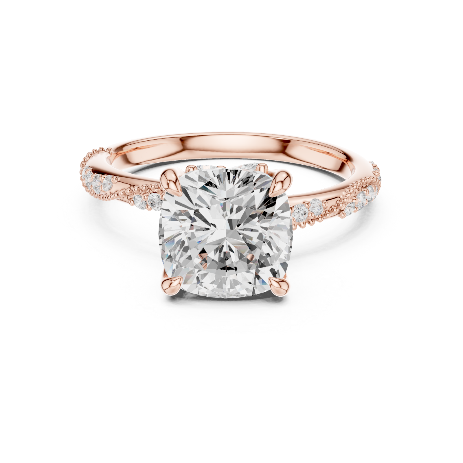  Rose Gold Radiant Crown Inspire Engagement Ring Front View