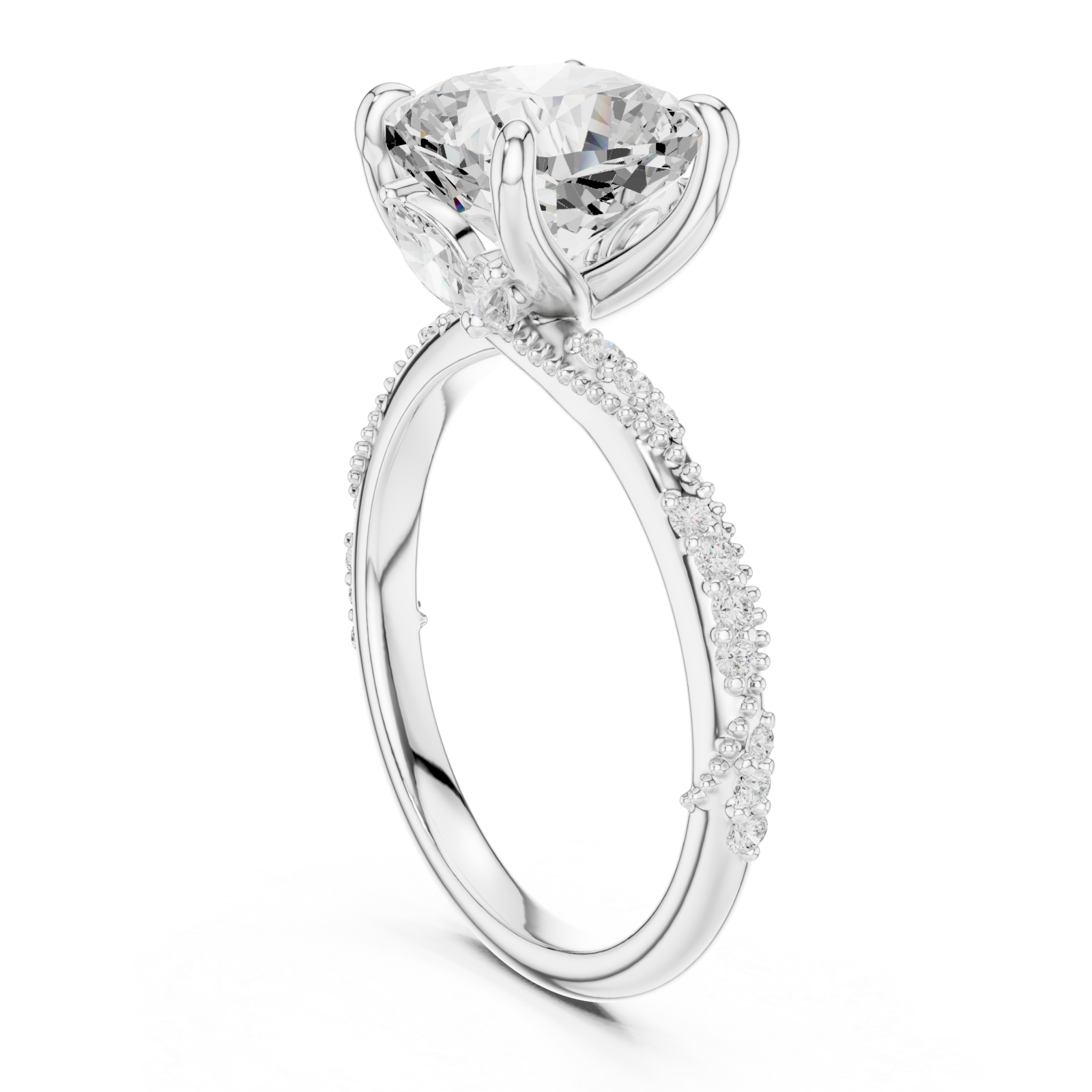  White Gold Radiant Crown Inspire Engagement Ring Left View