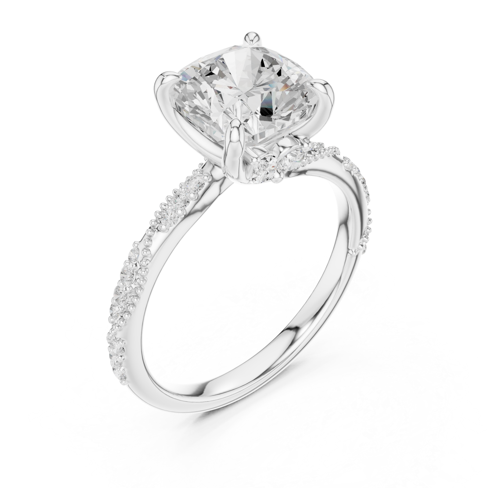  White Gold Radiant Crown Inspire Engagement Ring Right View