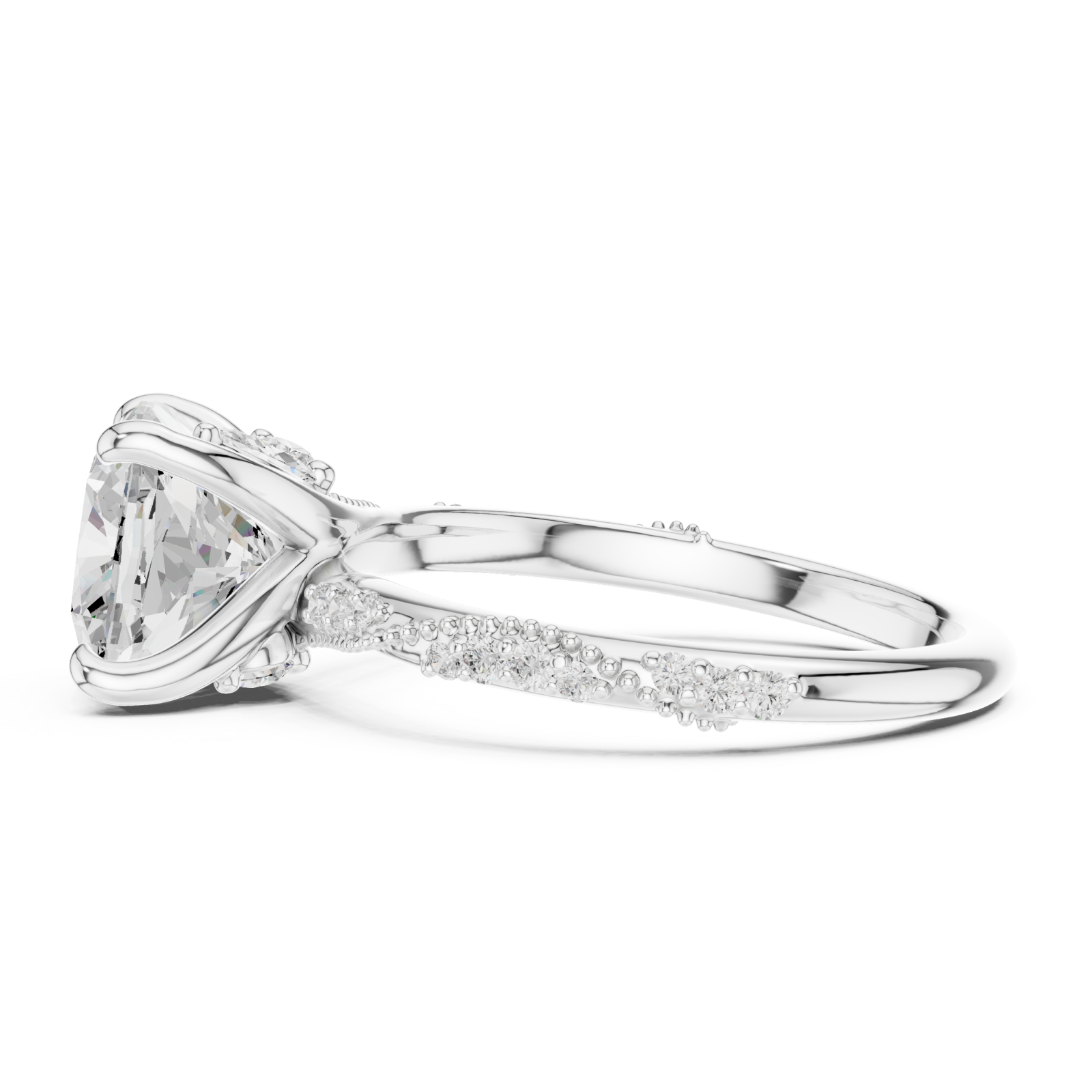  White Gold Radiant Crown Inspire Engagement Ring Side View