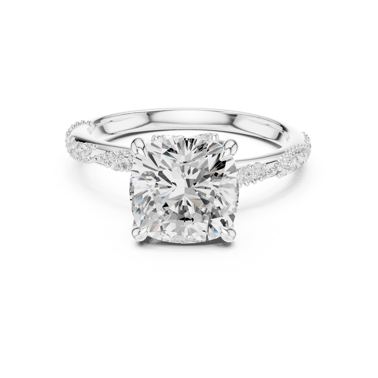  White Gold Radiant Crown Inspire Engagement Ring Front View