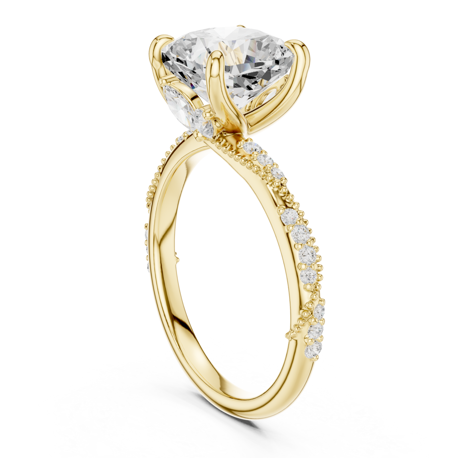  Gold Radiant Crown Inspire Engagement Ring Left View