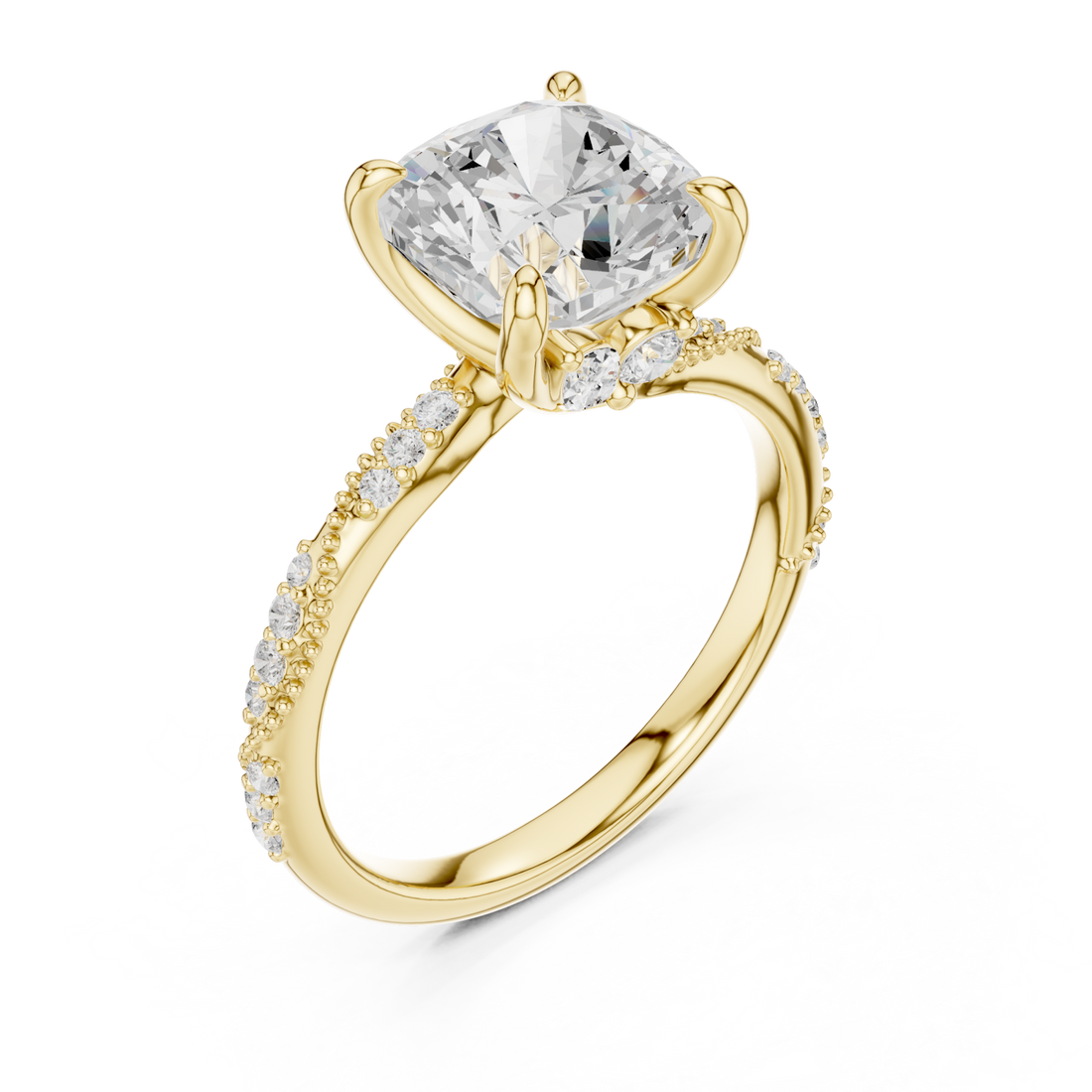 Gold Radiant Crown Inspire Engagement Ring Right View