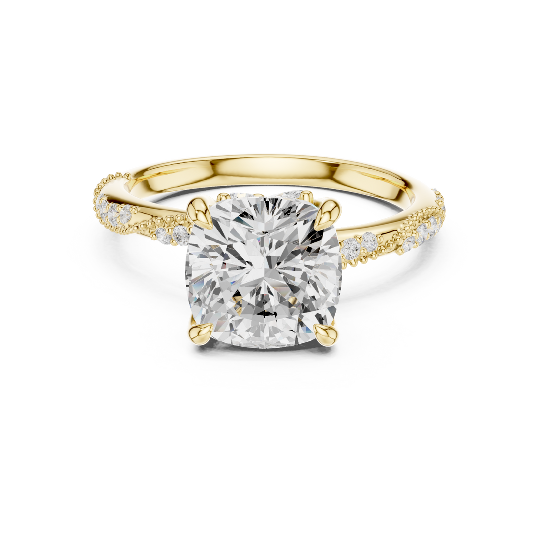Gold Radiant Crown Inspire Engagement Ring Right View