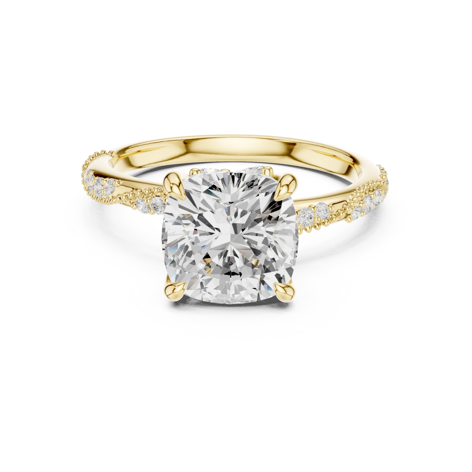 Gold Radiant Crown Inspire Engagement Ring Front View