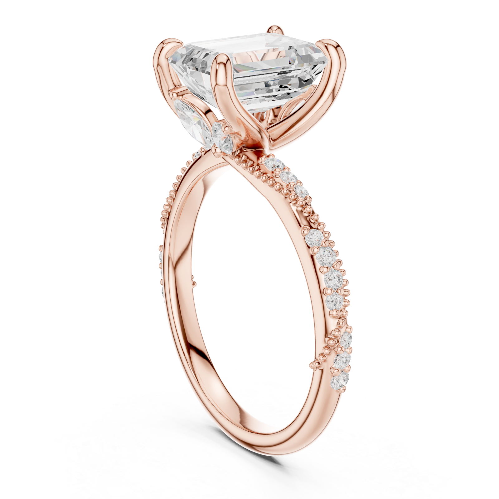  Rose Gold Serene Harmony Petite Band Ring Left View