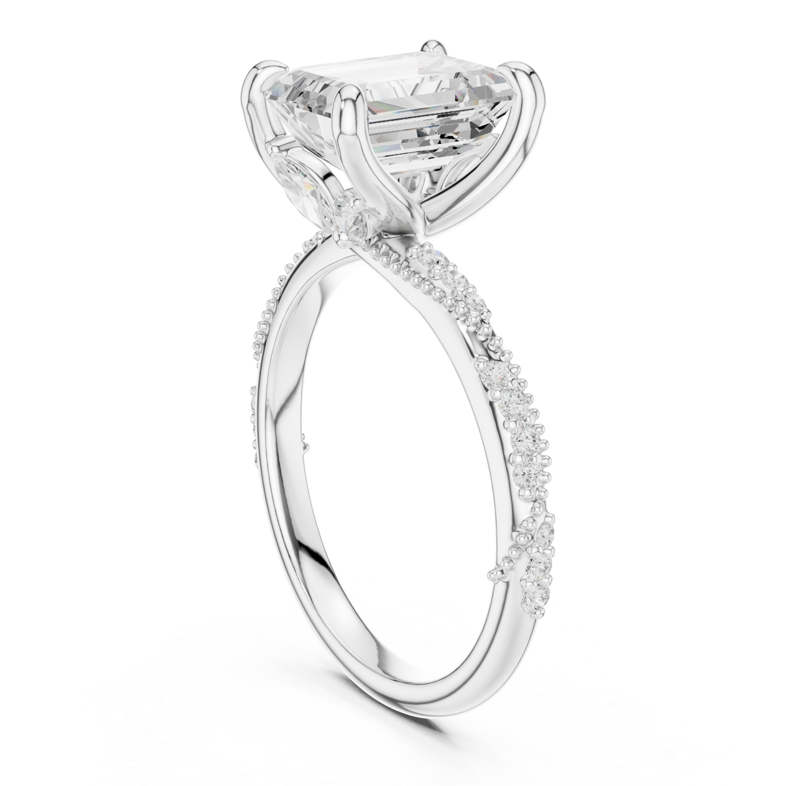  White Gold Serene Harmony Petite Band Ring Left View
