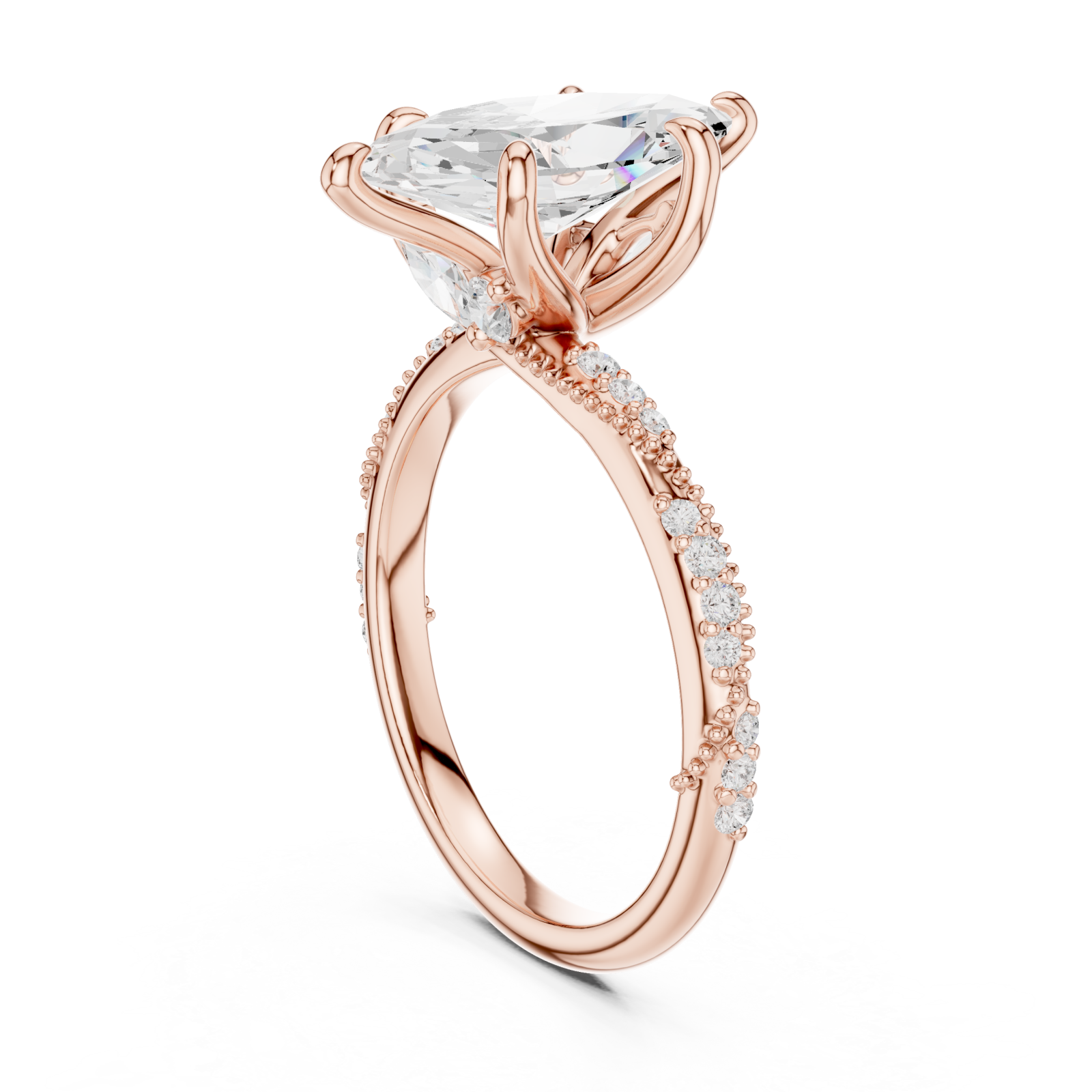  Rose Gold Moonlit Essence Statement Band Ring Left View