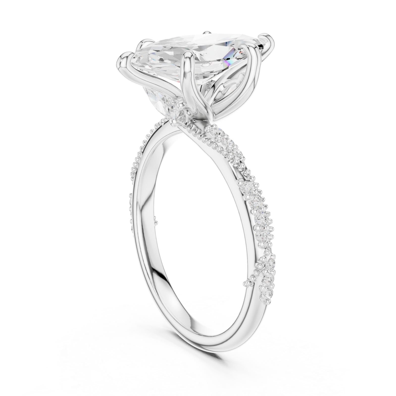  White Gold Moonlit Essence Statement Band Ring Left View